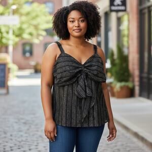 Lane Bryant Women’s Size 22 Black Gold Stripped Tank Top Adjustable Straps